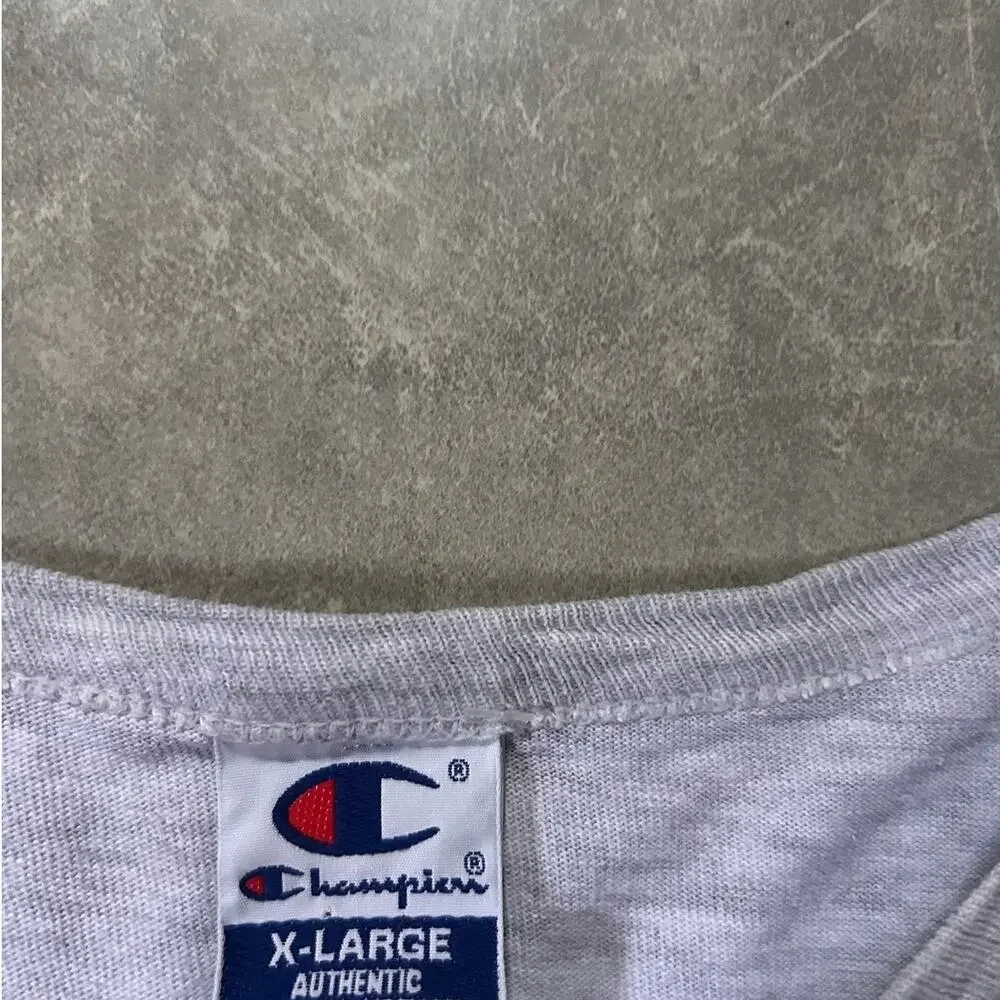90's Vintage Kansas Jayhawk Basketball Champion Heather Grey T-Shirt -XL - Picture 4 of 5